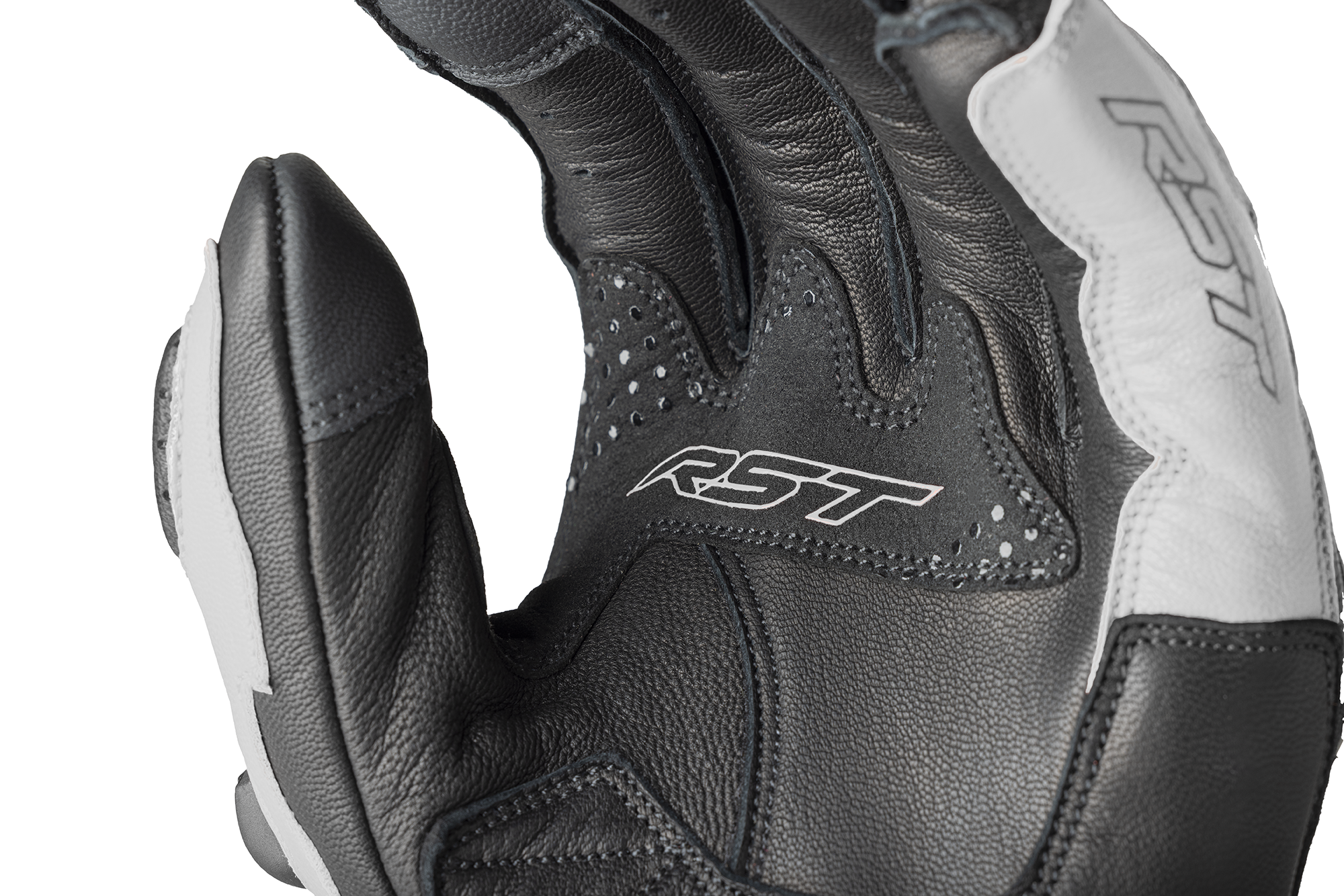 RST Freestyle 3 D3O Leather Gloves Black / White - FREE UK Shipping, FREE 365 Day Returns | Moto Central