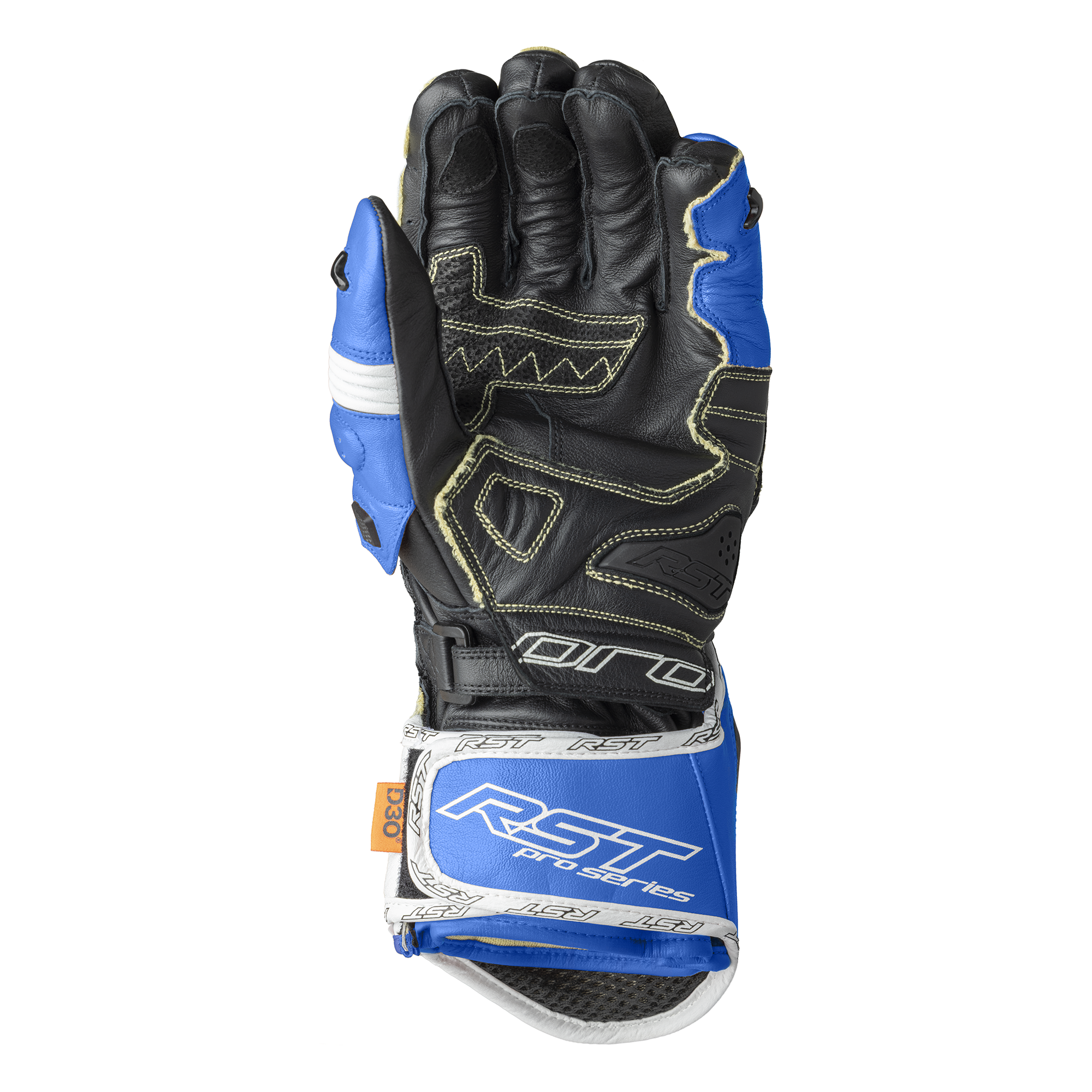 RST Pro Series GP D3O Leather Gloves Blue / White - FREE UK Shipping, FREE 365 Day Returns | Moto Central