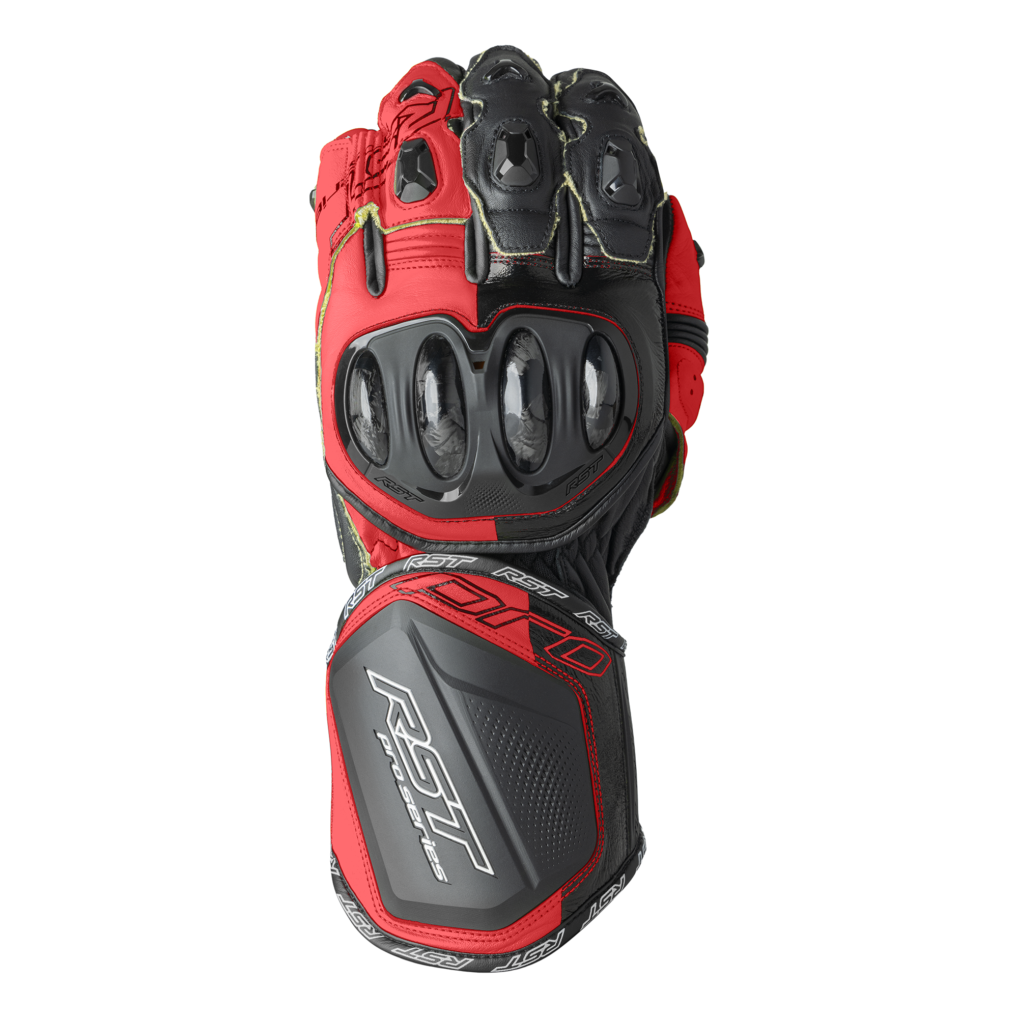 RST Pro Series GP D3O Leather Gloves Black / Fluo Red - FREE UK Shipping, FREE 365 Day Returns | Moto Central