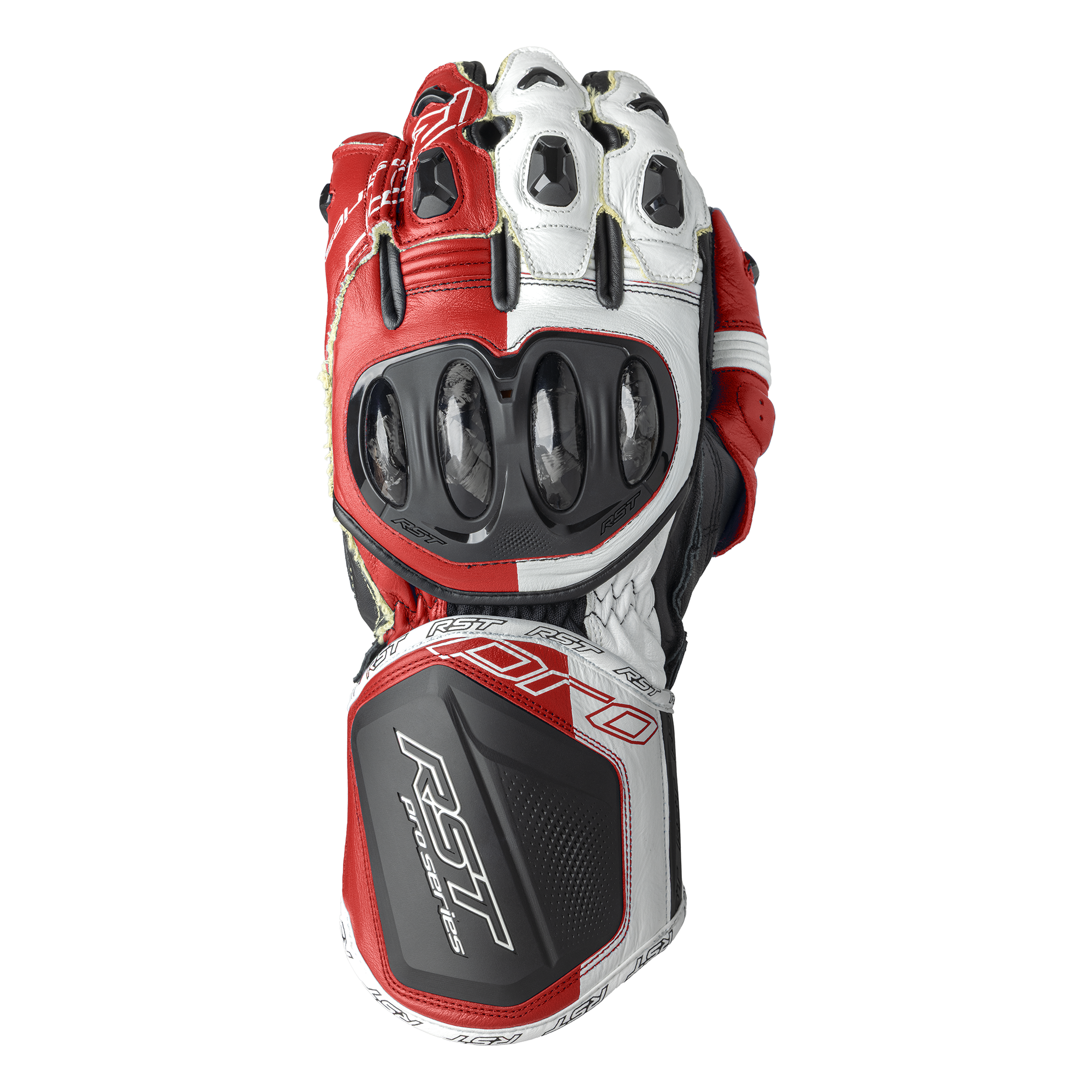 RST Pro Series GP D3O Leather Gloves Red / White - FREE UK Shipping, FREE 365 Day Returns | Moto Central