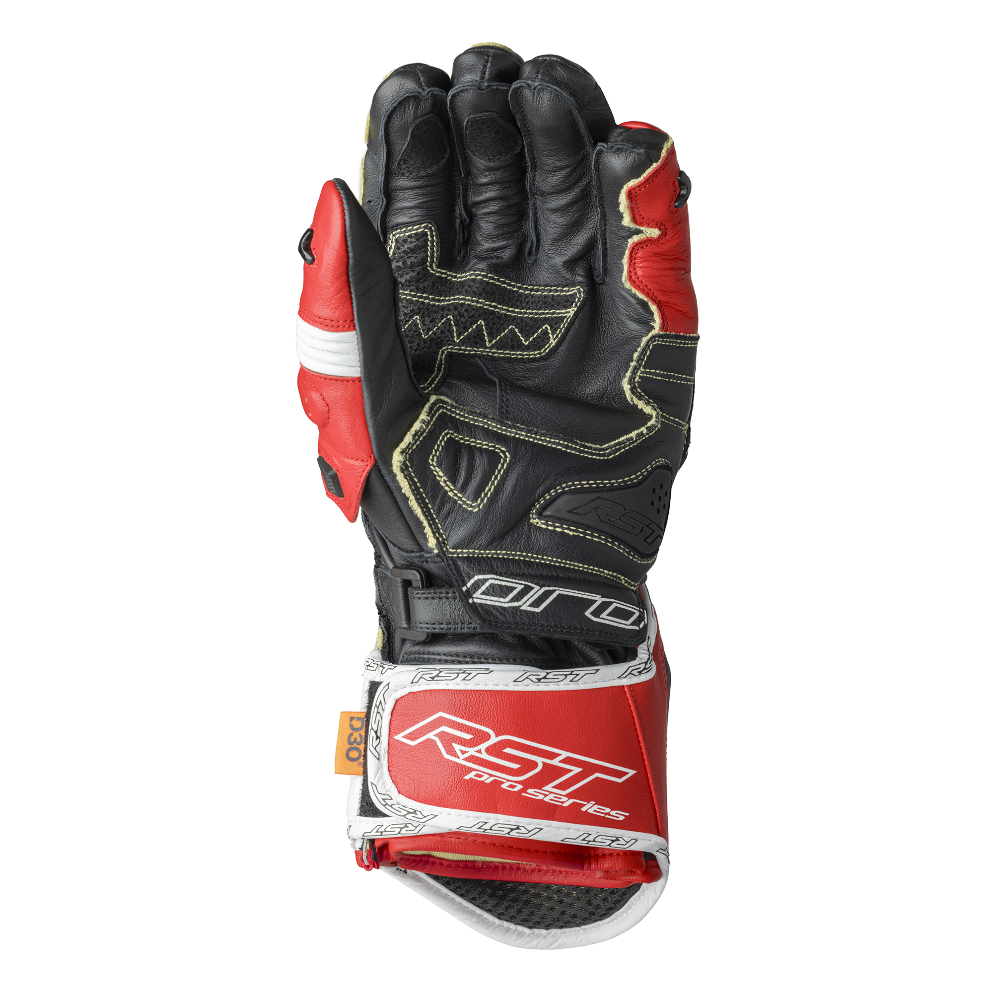 RST Pro Series GP D3O Leather Gloves Red / White - FREE UK Shipping, FREE 365 Day Returns | Moto Central