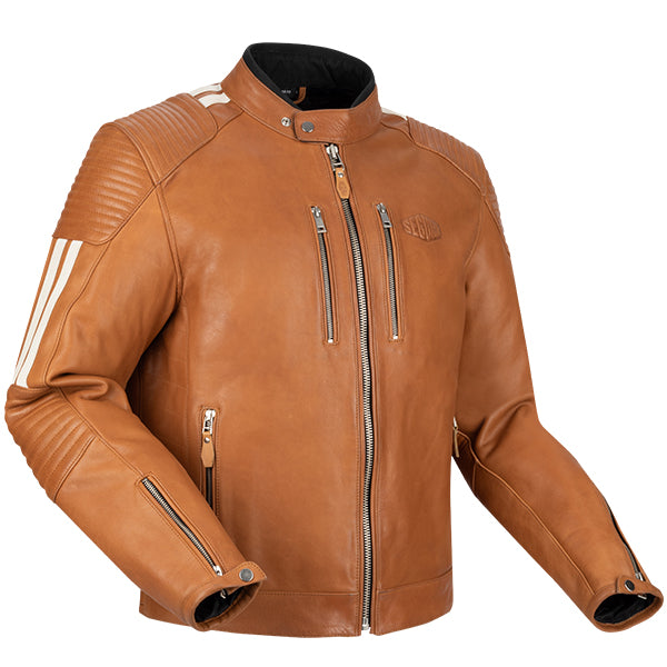 Segura Orion Leather Jacket Camel / White FREE UK Delivery, FREE 365 Day Returns | Moto Central