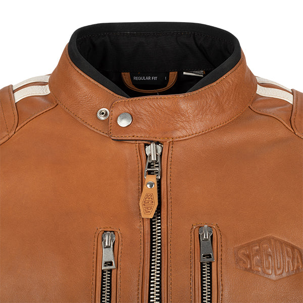 Segura Orion Leather Jacket Camel / White FREE UK Delivery, FREE 365 Day Returns | Moto Central