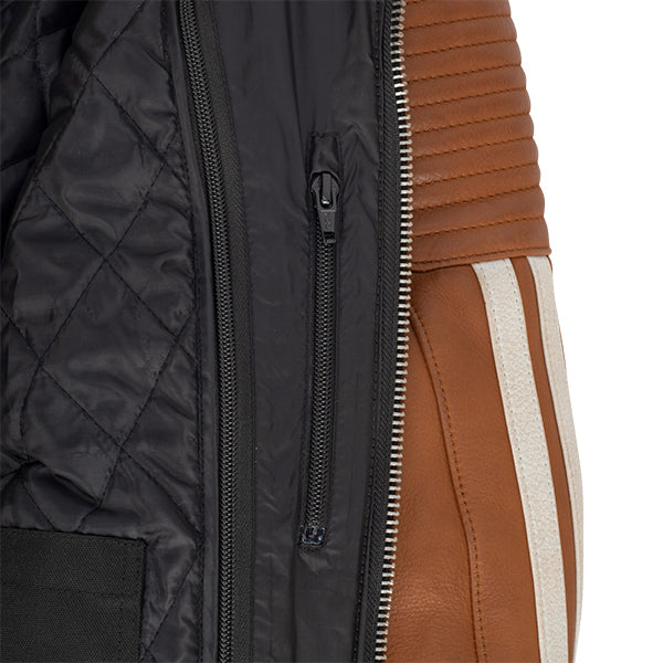 Segura Orion Leather Jacket Camel / White FREE UK Delivery, FREE 365 Day Returns | Moto Central