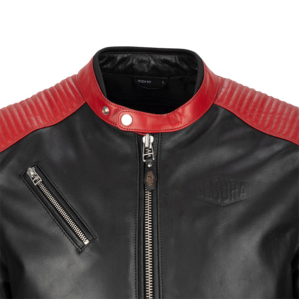 Segura Romeo Leather Jacket Black / Red FREE UK Delivery, FREE 365 Day Returns | Moto Central