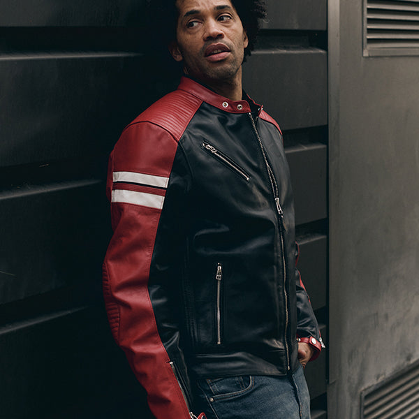Segura Romeo Leather Jacket Black / Red FREE UK Delivery, FREE 365 Day Returns | Moto Central