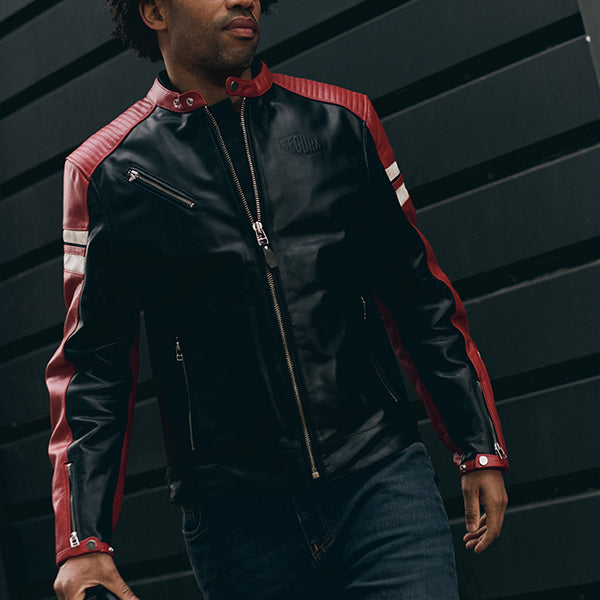 Segura Romeo Leather Jacket Black / Red FREE UK Delivery, FREE 365 Day Returns | Moto Central