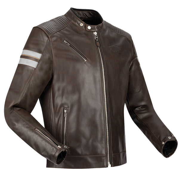 Segura Romeo Leather Jacket Brown / White FREE UK Delivery, FREE 365 Day Returns | Moto Central