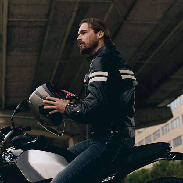 Segura Romeo Leather Jacket Black / White FREE UK Delivery, FREE 365 Day Returns | Moto Central