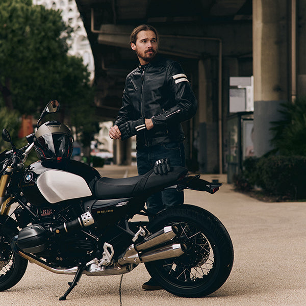 Segura Romeo Leather Jacket Black / White FREE UK Delivery, FREE 365 Day Returns | Moto Central