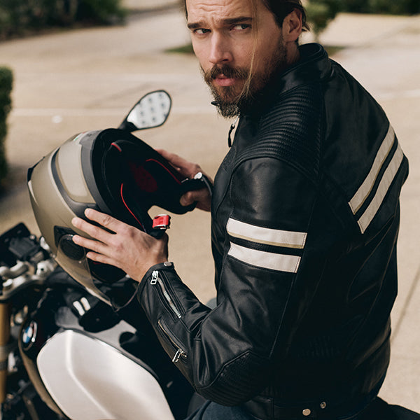 Segura Romeo Leather Jacket Black / White FREE UK Delivery, FREE 365 Day Returns | Moto Central