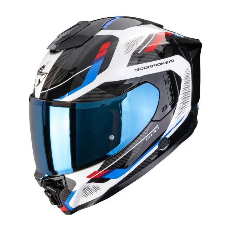 Scorpion Exo 1500 Sleek White / Red / Blue FREE UK Delivery, FREE 365 Day Returns | Moto Central