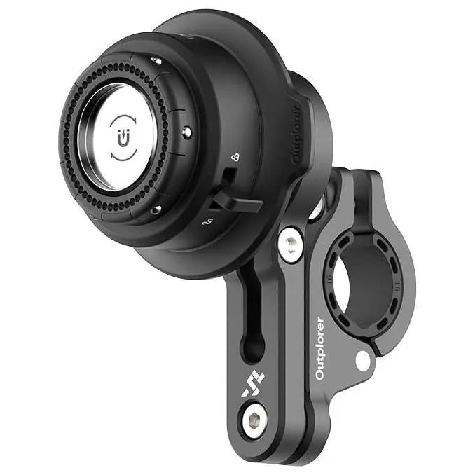Outplorer QM04 Mirror Mount - rear three-quarter view with clamp