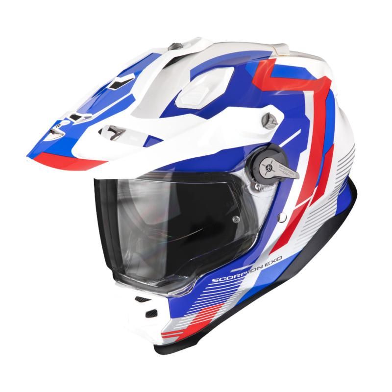 Scorpion ADF-9000 Patrol White / Blue / Red FREE UK Delivery, FREE 365 Day Returns | Moto Central