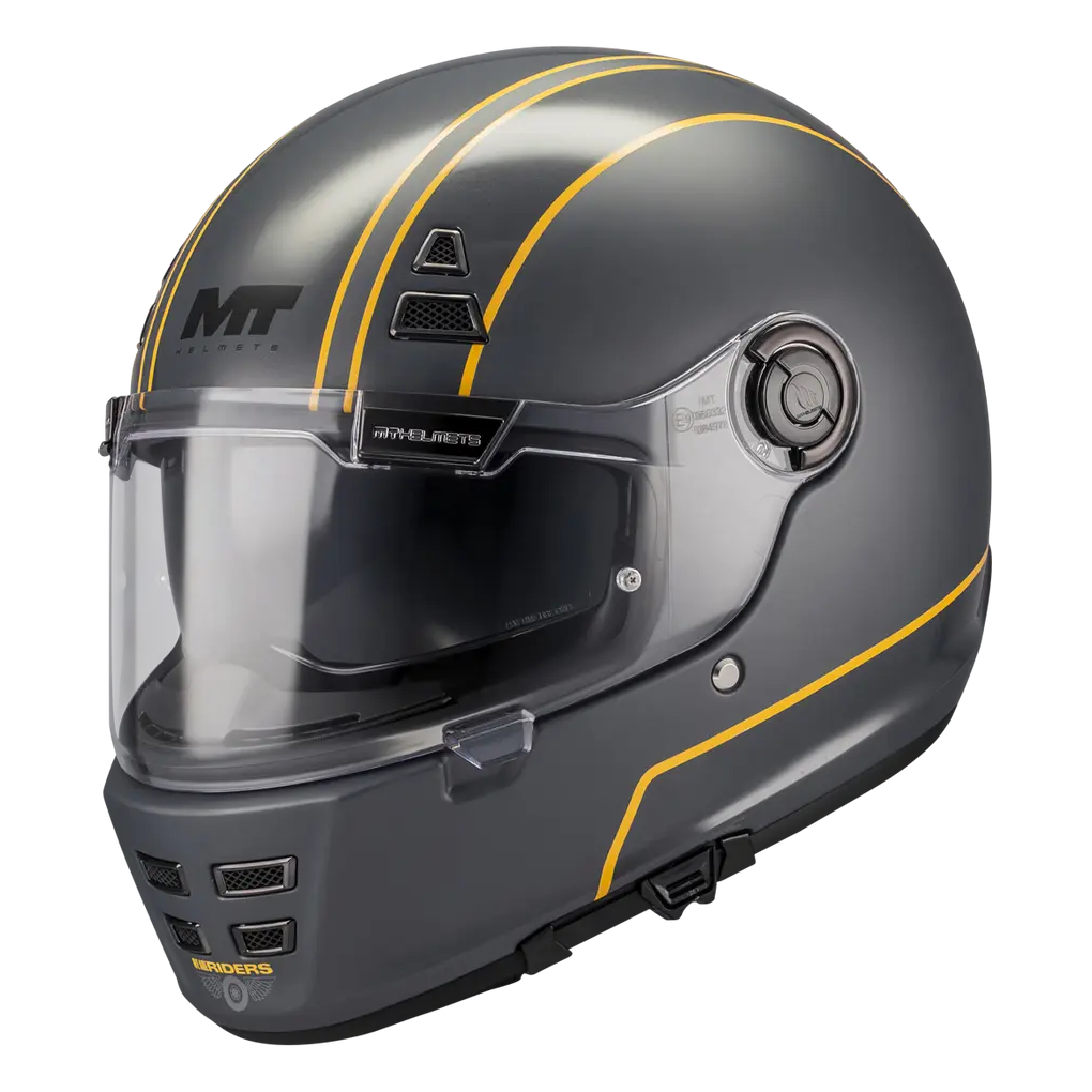 MT Helmets Jarama SV Wild C2 Matt Gloss Black / Orange motorcycle helmet, front three-quarter view