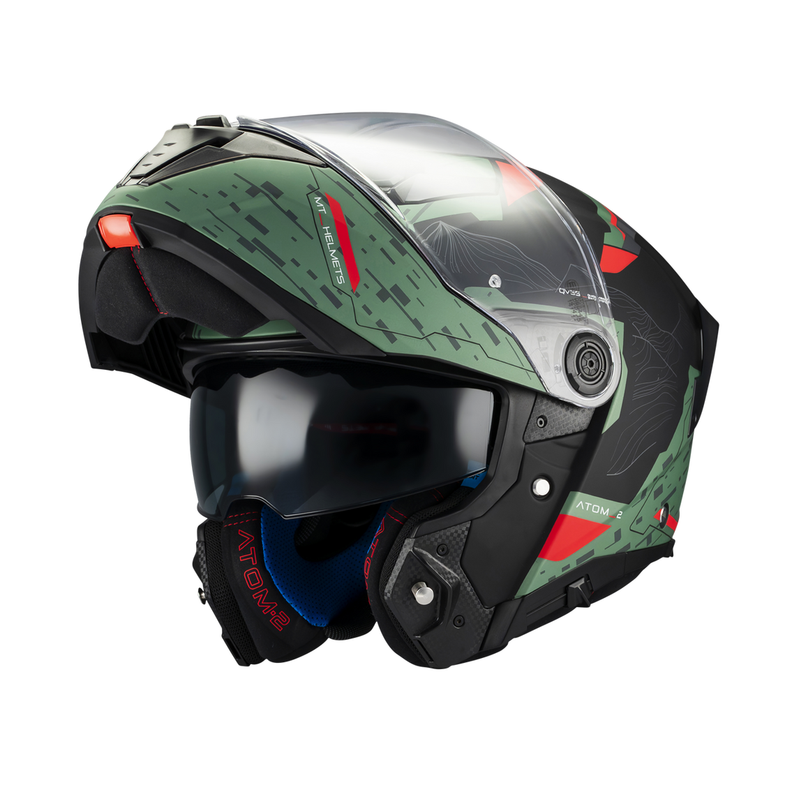 MT Helmet Atom 2 SV Highlands C6 Matt Green / Red FREE UK Delivery, FREE 365 Day Returns | Moto Central