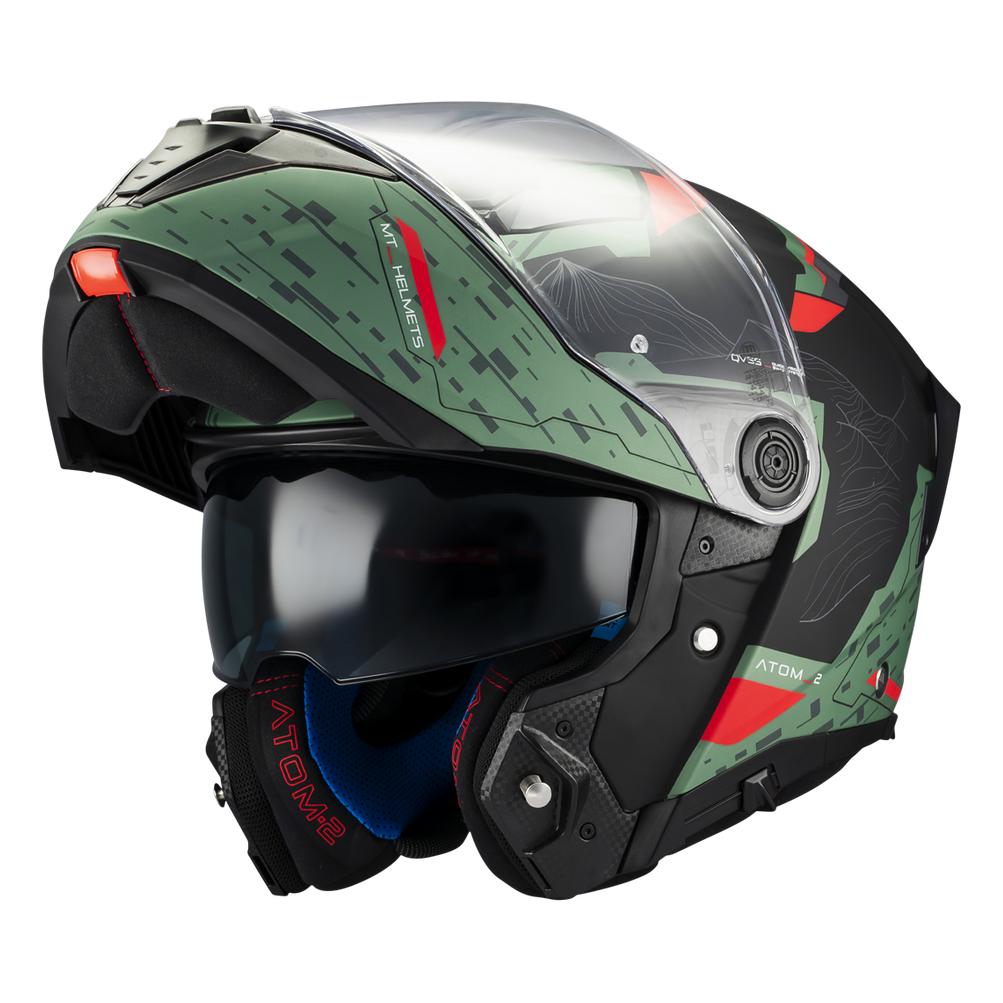 MT Helmet Atom 2 SV Highlands C6 Matt Green / Red FREE UK Delivery, FREE 365 Day Returns | Moto Central