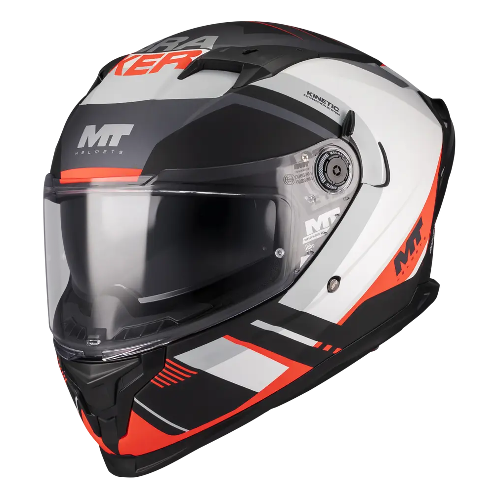MT Helmet Braker SV Inception B5 Matt White / Black / Red FREE UK Delivery, FREE 365 Day Returns | Moto Central