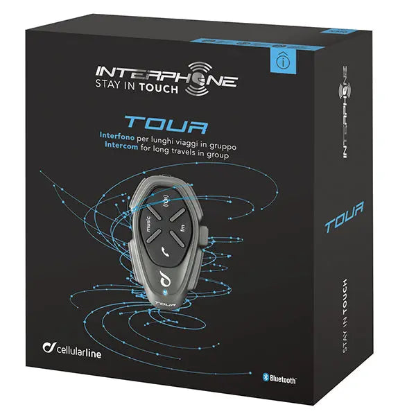 Interphone Tour HD Single Pack Bluetooth Intercom System Black - FREE UK Shipping, FREE 365 Day Returns | Moto Central