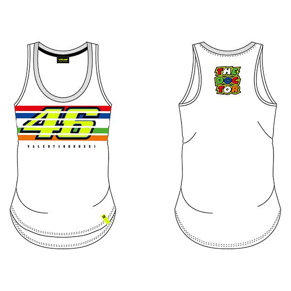 VR46 Stripes Ladies Tank Top White