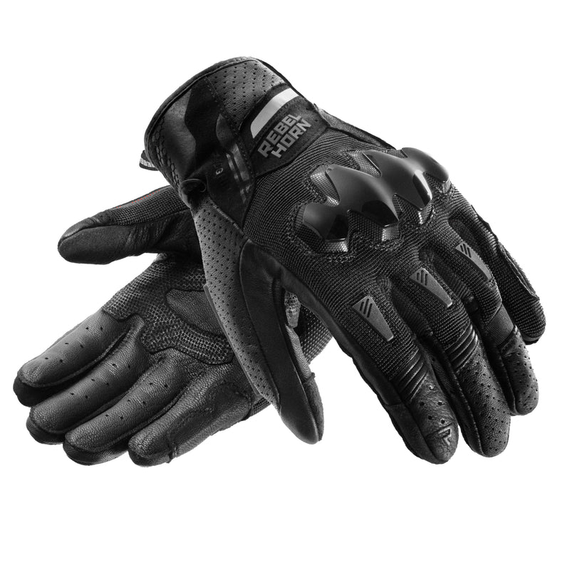 Rebelhorn Defender Gloves Black FREE UK Delivery, FREE 365 Day Returns | Moto Central