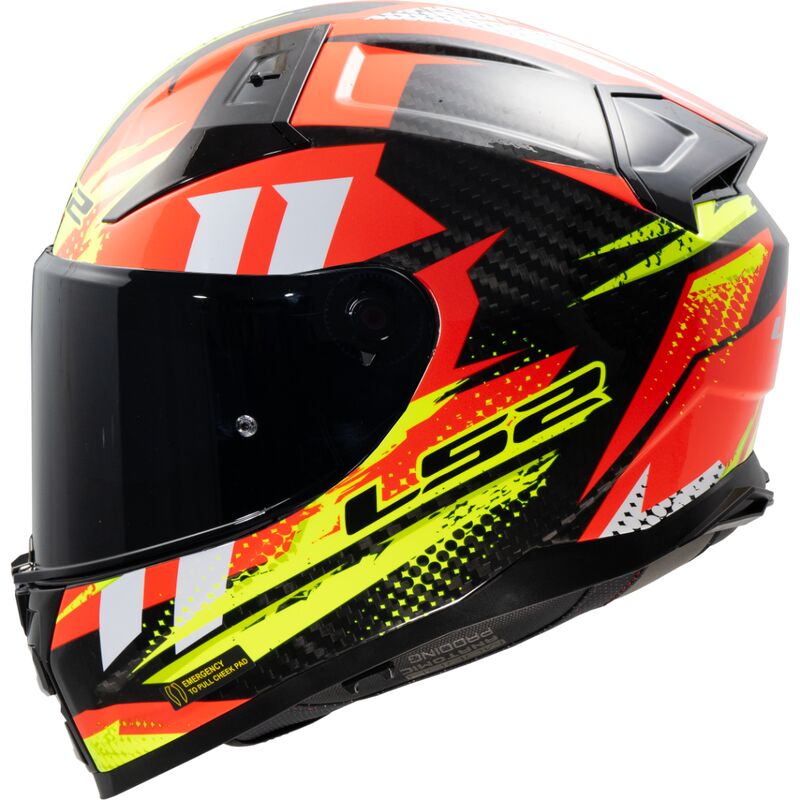 ls2 garage racer helmet orange LS2 FF811 Vector 2 Carbon Full Face Helmet Tantic Red/Hi-Vis Yellow