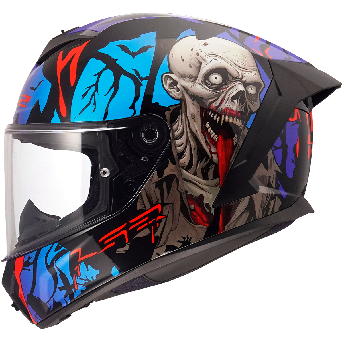 LS2 FF820 Rapid 3 Zombie 2 Black / Red / Blue FREE UK Delivery, FREE 365 Day Returns | Moto Central