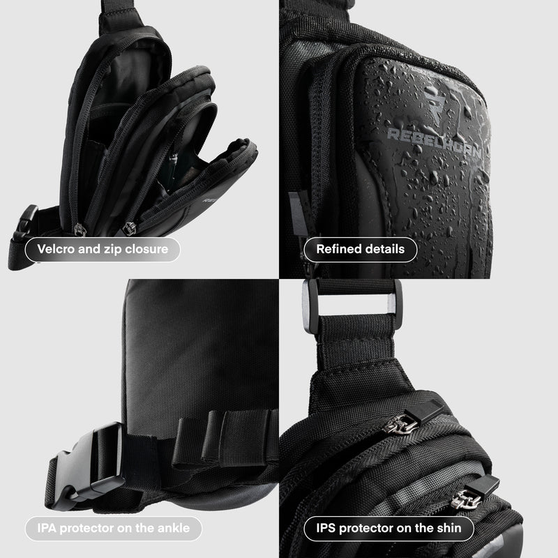 Rebelhorn Hip 2 Leg Bag Black / Grey FREE UK Delivery, FREE 365 Day Returns | Moto Central