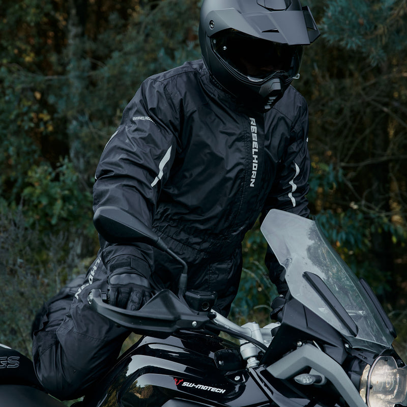 Rebelhorn Travel Waterproof Over Suit Black FREE UK Delivery, FREE 365 Day Returns | Moto Central