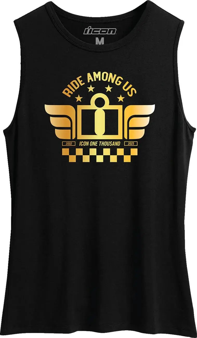 Icon Tuscadero Ladies Tank Top Black / Golden Yellow - FREE UK Shipping, FREE 365 Day Returns | Moto Central