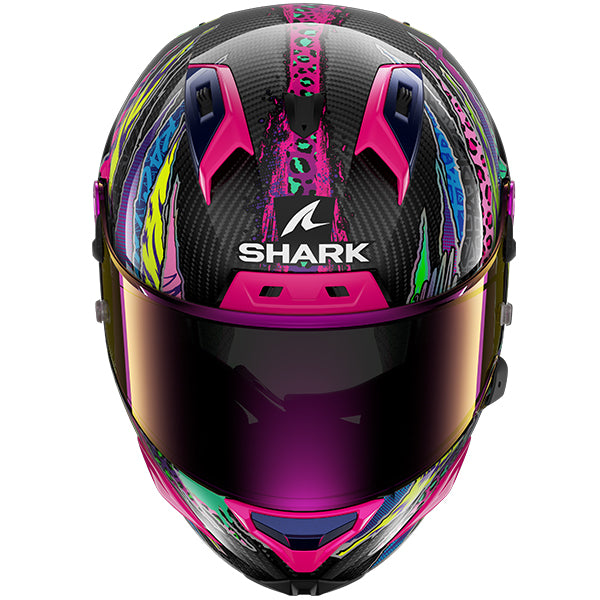 Shark Aeron Fawn Carbon / Violet / Yellow - FREE UK Shipping, FREE 365 Day Returns | Moto Central