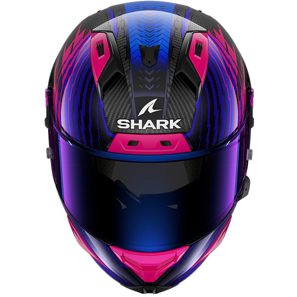 Shark Aeron Edgy Carbon / Blue / Purple - FREE UK Shipping, FREE 365 Day Returns | Moto Central