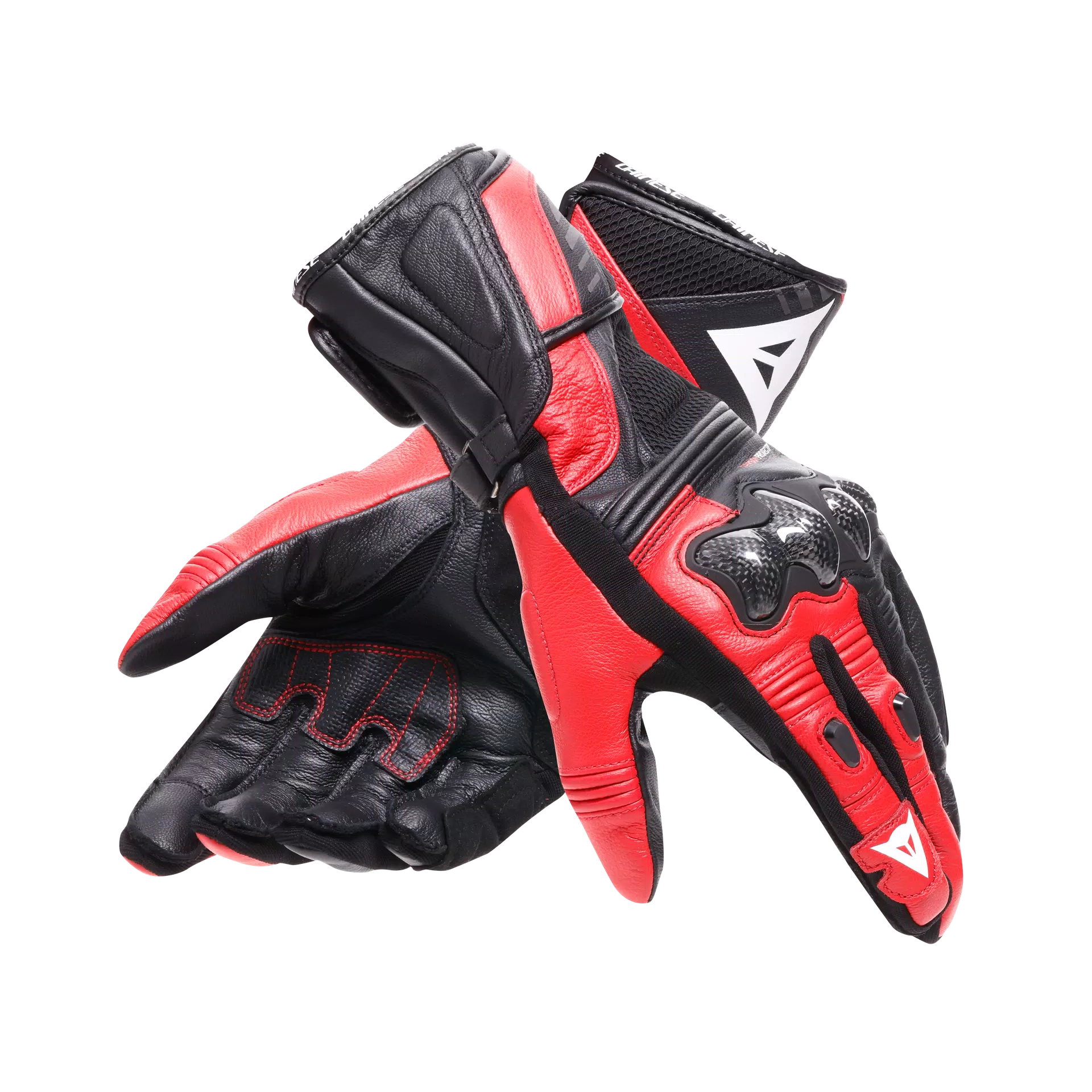 Dainese Reacto Carbon Long Gloves Black / Lava Red