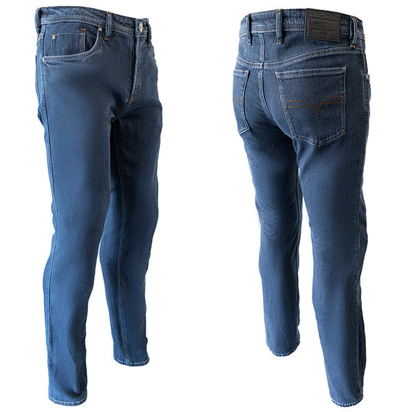 Richa Carter Riding Denim Jeans Stone Wash Blue