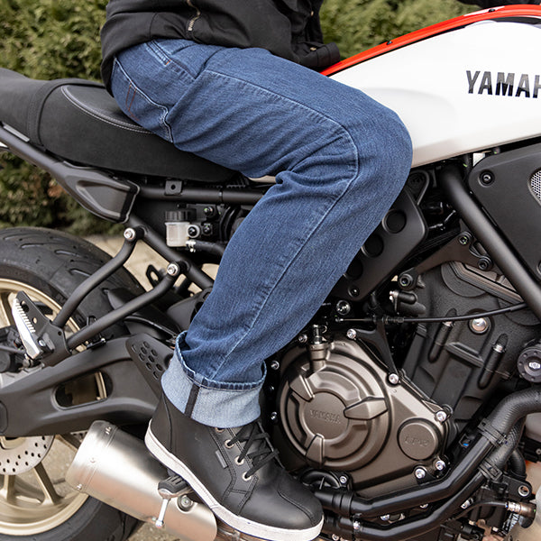 Richa Carter Riding Denim Jeans Stone Wash Blue