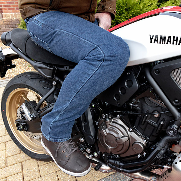 Richa Carter Riding Denim Jeans Stone Wash Blue