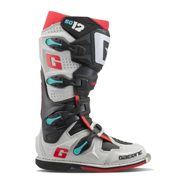 Gaerne SG-12 MX Boots Black / Grey / Red / Blue - FREE UK Shipping, FREE 365 Day Returns | Moto Central