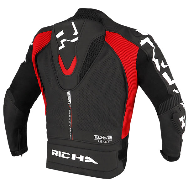 Richa Stradale Leather Jacket Black / Red - FREE UK Shipping, FREE 365 Day Returns | Moto Central