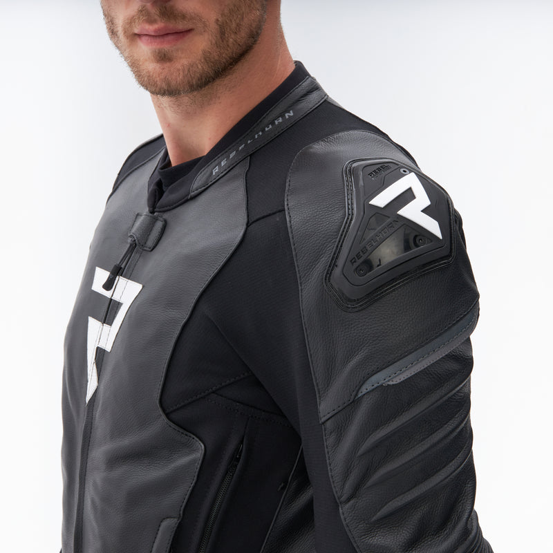 Rebelhorn Veloce Leather Jacket Black / White FREE UK Delivery, FREE 365 Day Returns | Moto Central
