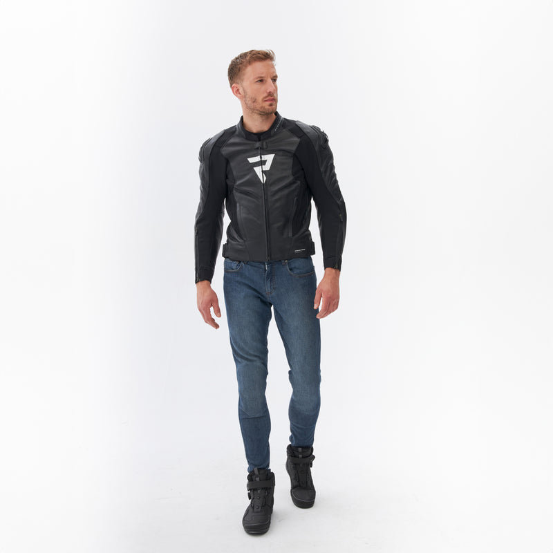 Rebelhorn Veloce Leather Jacket Black / White FREE UK Delivery, FREE 365 Day Returns | Moto Central