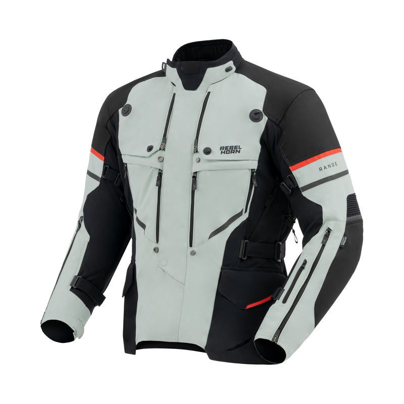Rebelhorn Range Textile Jacket Grey / Black / Red FREE UK Delivery, FREE 365 Day Returns | Moto Central