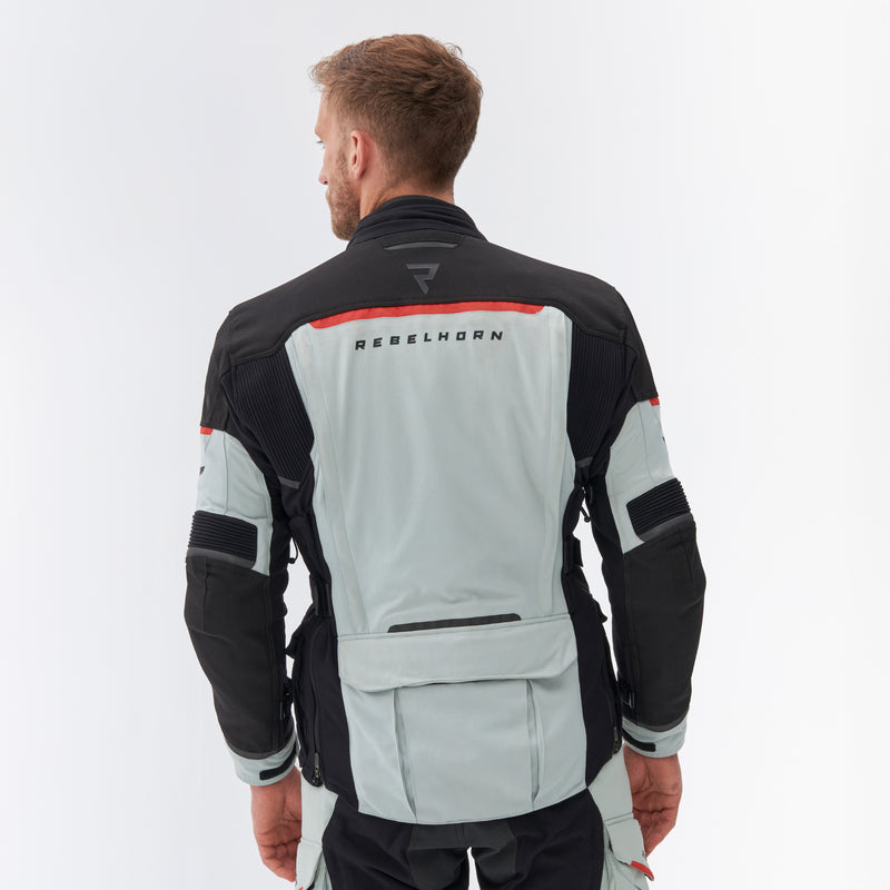 Rebelhorn Range Textile Jacket Grey / Black / Red FREE UK Delivery, FREE 365 Day Returns | Moto Central