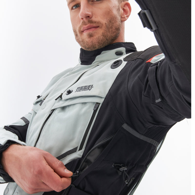 Rebelhorn Range Textile Jacket Grey / Black / Red FREE UK Delivery, FREE 365 Day Returns | Moto Central