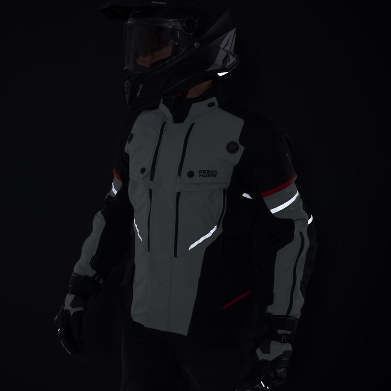 Rebelhorn Range Textile Jacket Grey / Black / Red FREE UK Delivery, FREE 365 Day Returns | Moto Central