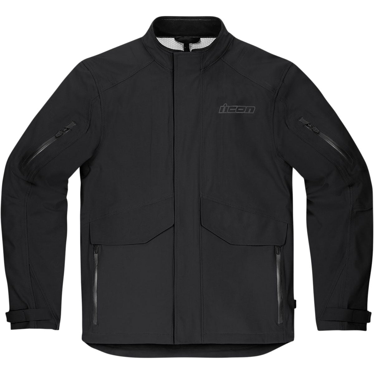 Icon Stormhawk Waterproof Textile Jacket Black - waterproof motorcycle jacket front view