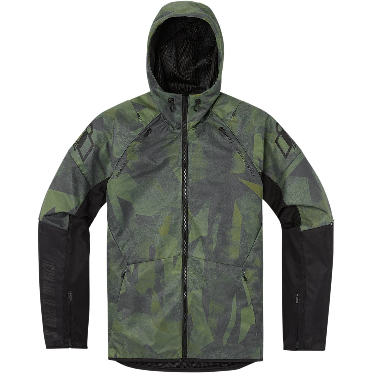 Icon Airform Battlescar Textile Jacket Green - textile motorcycle jacket front view