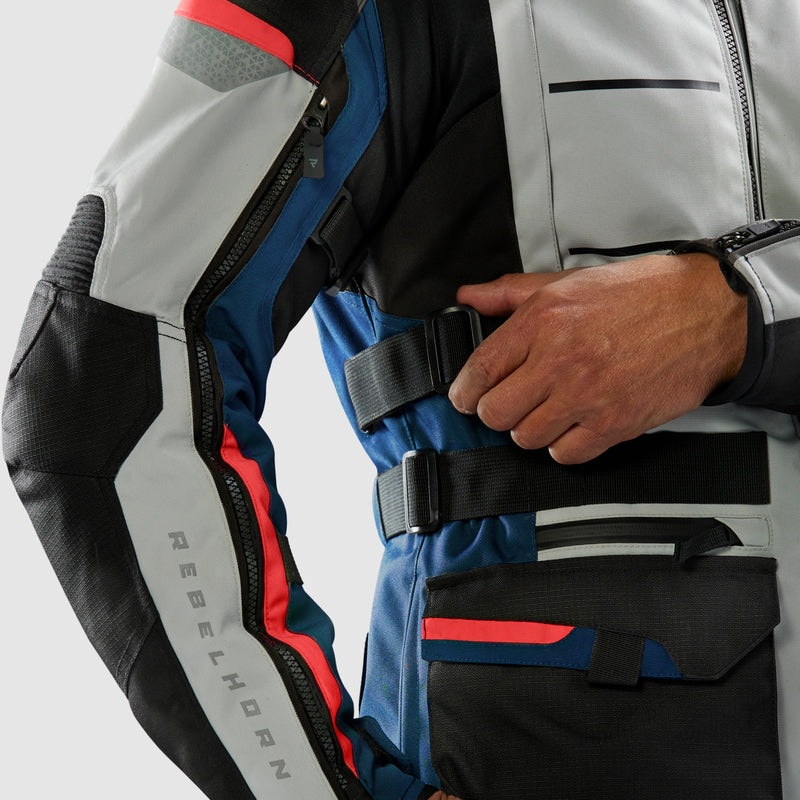 Rebelhorn Cubby 5 Textile Jacket Blue / Grey / Red FREE UK Delivery, FREE 365 Day Returns | Moto Central