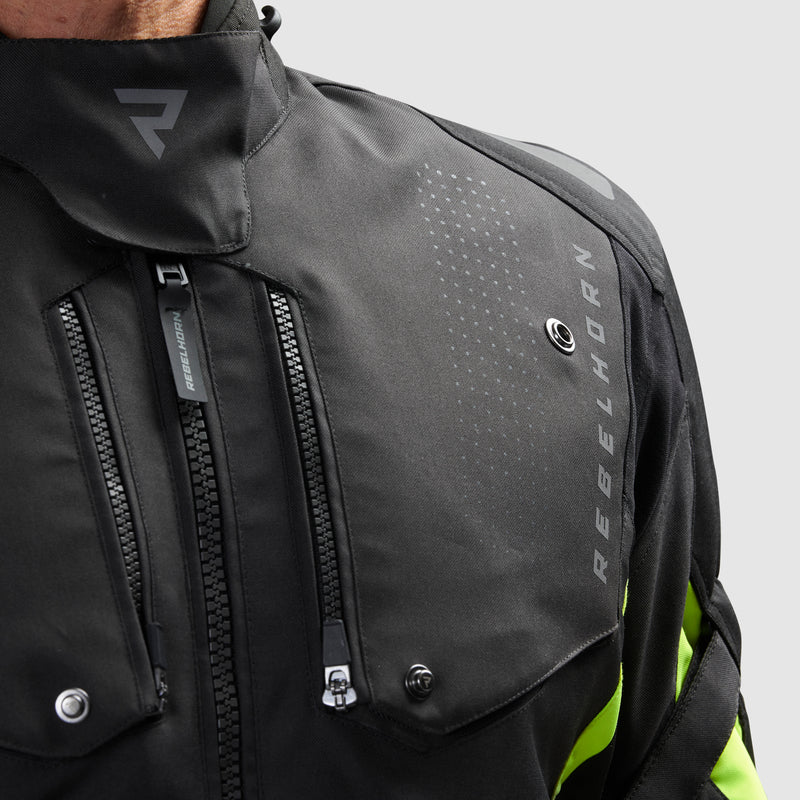 Rebelhorn Hiker 4 Textile Jacket Dark Grey / Black / Fluo Yellow FREE UK Delivery, FREE 365 Day Returns | Moto Central