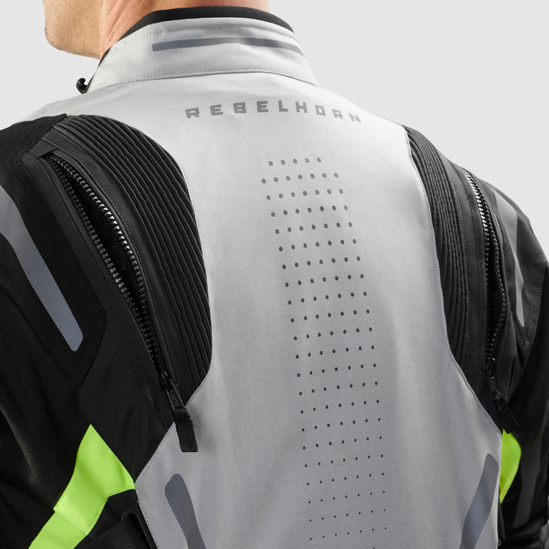 Rebelhorn Hiker 4 Textile Jacket Black / Grey / Fluo Yellow FREE UK Delivery, FREE 365 Day Returns | Moto Central