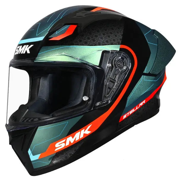 SMK Stellar Sport Flight GL257C Black / Teal / Orange FREE UK Delivery, FREE 365 Day Returns | Moto Central